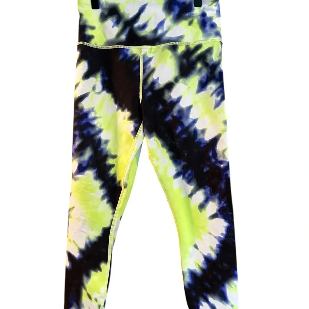 Athleta Elation 7/8 Leggings Small Tie Dye Blue Green High Rise Yoga